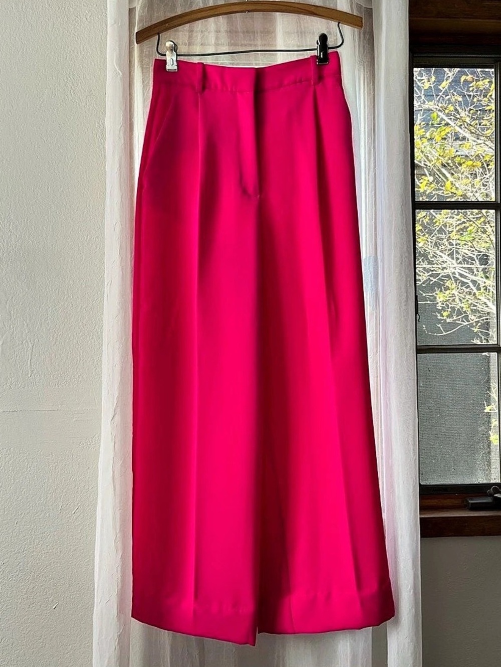 Zara Wide Leg Pants in Hot Pink Size XS Petite - Like New